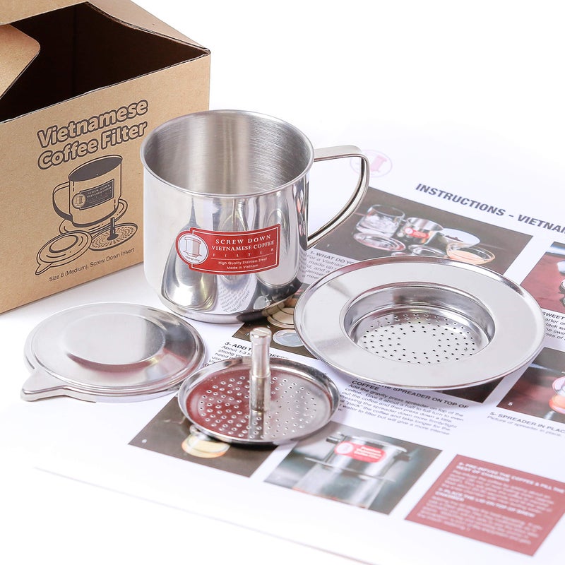 Thang Long Vietnamese Coffee Filter Maker Press. Screw Down Phin Made in Vietnam. Authentic (1, Medium (8 oz)) - Image 1